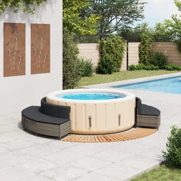 vidaXL Hottub-ombouw poly rattan massief acaciahout grijs, Verzenden, Nieuw