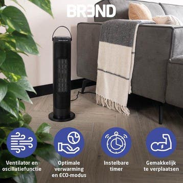2dekans | BREND BR2221 Keramische Ventilatorkachel – 2000W, Ophalen of Verzenden, Zo goed als nieuw