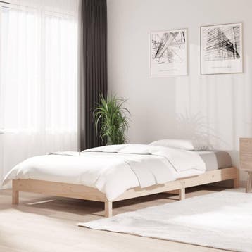 vidaXL Bed stapelbaar 75x190 cm massief grenenhout, Eenpersoons, Bruin, Verzenden, Nieuw