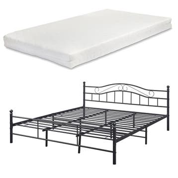 Metalen bedframe Florenz incl. matras 180x200 cm zwart, Verzenden, Nieuw
