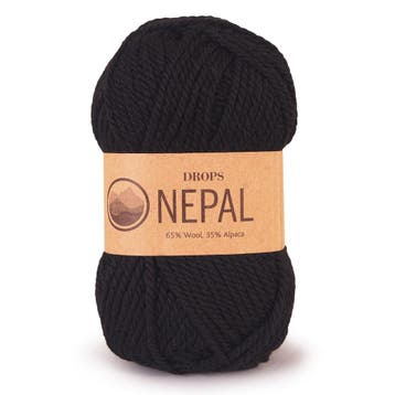 DROPS Nepal Uni Colour - 8903 zwart - Wol Garen, Ophalen of Verzenden, Nieuw