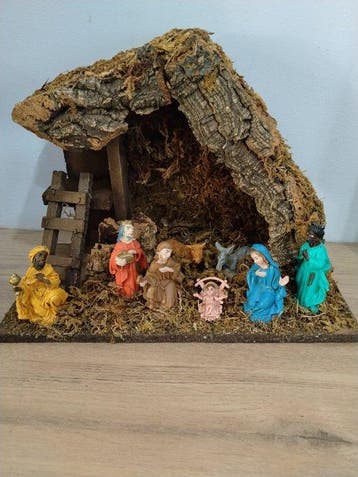 Kerststal - Hout - Vintage kerststal, Nieuw