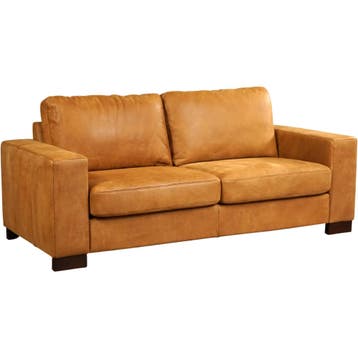 Leren bank Enjoy - 2,5 zits - Kenia Cognac (cognac) - Poten, Huis en Inrichting, Nieuw, Ophalen of Verzenden, Rechte bank, Modern