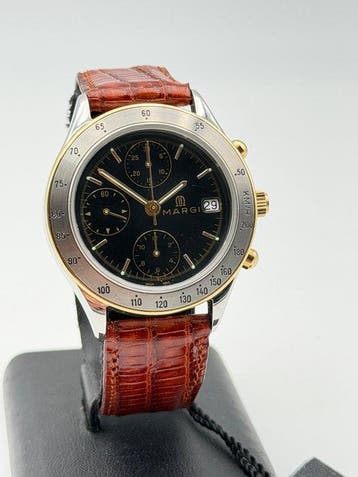 Margi - NOS new old stock chronograph automatic black -, Nieuw