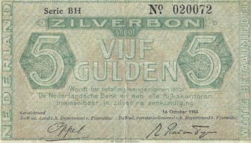 Bankbiljet zilverbon 5 gulden 1944, Verzenden