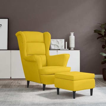 vidaXL Fauteuil met voetenbank fluweel mosterdgeel, Verzenden, Nieuw
