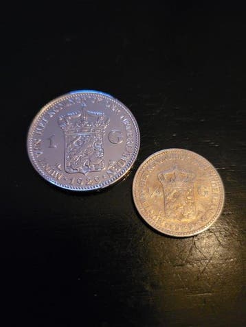 Nederland. Wilhelmina. 1/2, 1 Gulden 1929, 2 stuks (Zonder