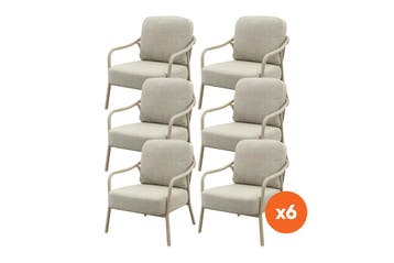 Set van 6 - Pisa low-dining tuinstoel - Latte/Naturel, Verzenden, Nieuw, Overige materialen