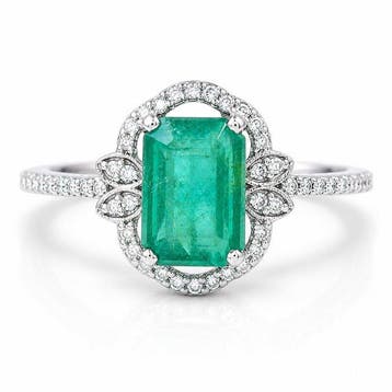 Zonder minimumprijs - Ring Platina - 1.62ct. tw. Smaragd -, Nieuw