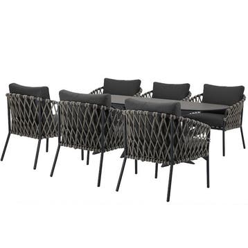 Amalfi San Francisco low dining tuinset 7 delig 240x100xH69, Ophalen of Verzenden, Nieuw