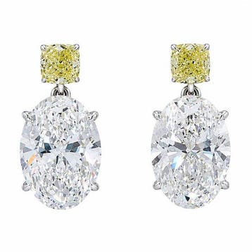 Oorbellen - 14 karaat Witgoud - 8.23ct. tw. Diamant, Nieuw