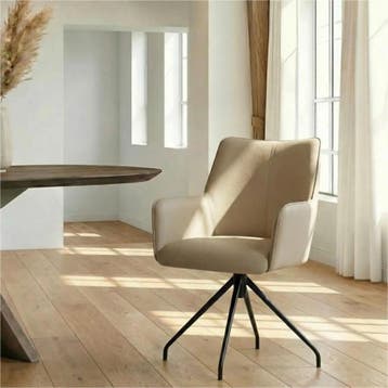 Leren eetkamerstoel Wave - Toledo Mastic (taupe/bruin) -, Ophalen of Verzenden, Nieuw, Leer, Bohemian, Eigentijds, Industrieel, Modern, Scandinavisch
