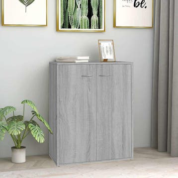 vidaXL Dressoir 60x30x75 cm bewerkt hout grijs sonoma, Verzenden, Nieuw, Overige houtsoorten, Minder dan 50 cm