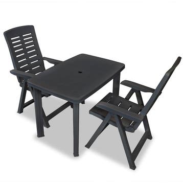 vidaXL 3-delige Bistroset kunststof antraciet, Tuin en Terras, Verzenden, Nieuw, Textileen, 3 zitplaatsen