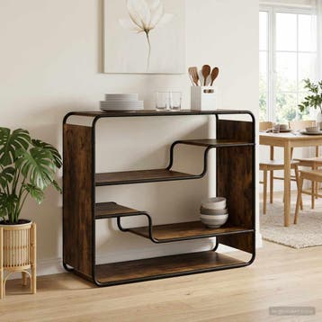 vidaXL Dressoir Gerookt eiken 98 x 37.5 x 75.5 cm Bewerkt, Verzenden, Nieuw, Overige houtsoorten, Minder dan 50 cm