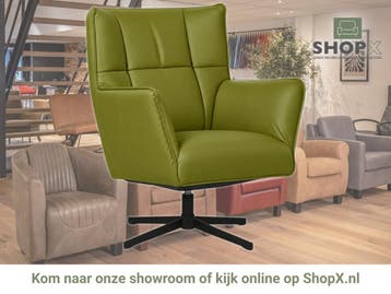 Leren draaifauteuil Lovely - Toledo Apple Green (groen), Nieuw, Ophalen of Verzenden, 75 tot 100 cm, Eigentijds, Modern, Retro, Vintage