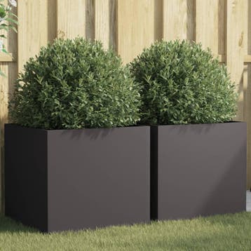 vidaXL Plantenbakken 2 st 49x47x46 cm staal zwart, Verzenden, Nieuw, Metaal