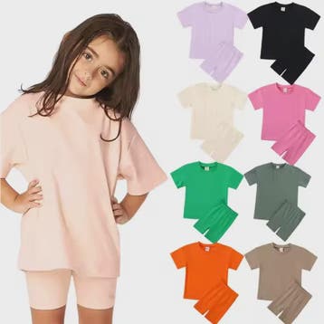 Katoenen Kinderkleding Set: T-shirt & Biker Shorts voor Jong, Verzenden, Nieuw