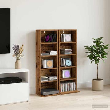vidaXL CD Kast 2 st Oud hout 33 x 23,5 x 97,5 cm Bewerkt, Verzenden, Nieuw