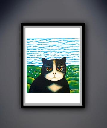 Martin Leman - “Zwarte kat”. Gesigneerd in de plaat. - 60 x