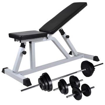 vidaXL Trainingsbank met halterset 30,5 kg, Sport en Fitness, Verzenden, Nieuw