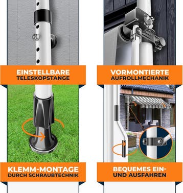 Klemluifel - Balkon luifel - Verticale luifel - 150 cm - Gri, Verzenden, Zo goed als nieuw