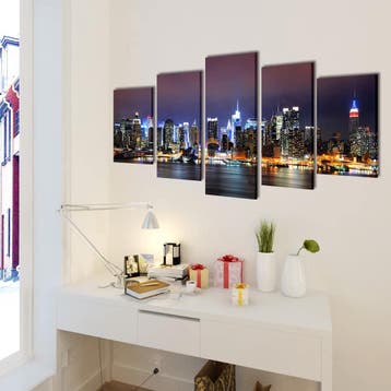 vidaXL Canvas muurdruk set Kleurrijke New York skyline 200 x, Verzenden, Nieuw