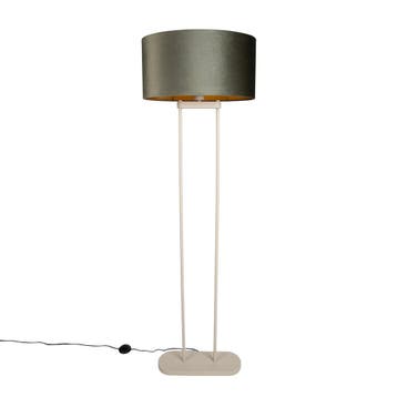 Vloerlamp beige met groene ovalen kap en gouden binnenkant, Verzenden, Nieuw, Modern