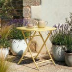 Klaptafel Sande tuintafel metaal vierkant 71x70x70 cm geel [, Verzenden, Nieuw