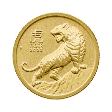 Gouden munt Lunar Year of the Tiger 2022 1/10 troy ounce, Verzenden