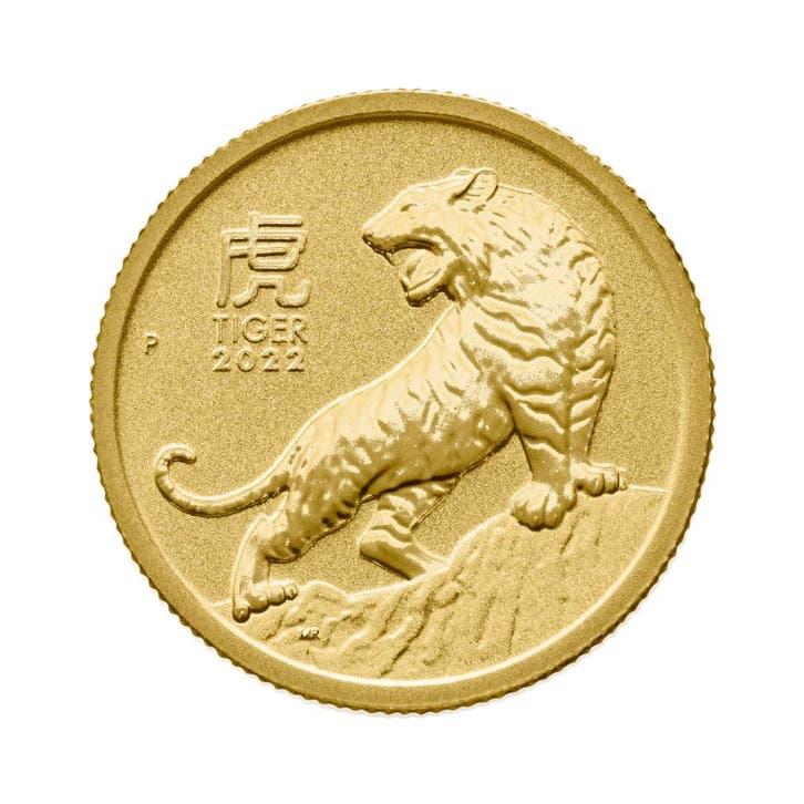 Gouden munt Lunar Year of the Tiger 2022 1/10 troy ounce, Postzegels en Munten, Edelmetalen en Baren, Verzenden