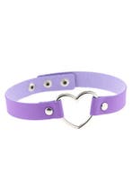 Choker Lila Hartje Pu Leer Collar Ketting Hart Halsband Lila, Kunststof, Verstelbaar, Paars, Nieuw