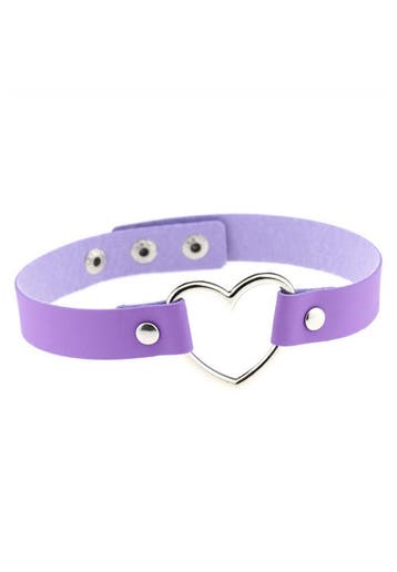 KIMU® Choker Lila Hartje Pu Leer Collar Ketting Hart Halsban, Sieraden, Tassen en Uiterlijk, Kettingen, Kunststof, Verstelbaar