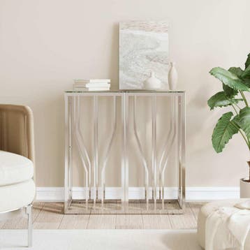 vidaXL Wandtafel 70x30x70 cm roestvrij staal en glas, Huis en Inrichting, Verzenden, Nieuw, 60 cm of meer