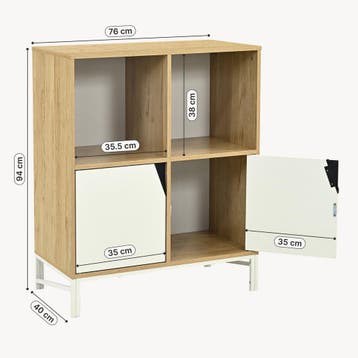 Kast Kerrköndam 94x76x40 cm Eikenlook/Wit [en.casa], Verzenden, Nieuw