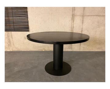 Eettafel Essenhout Rond met Kolompoot | Zwart-120 cm, Ophalen of Verzenden, Nieuw
