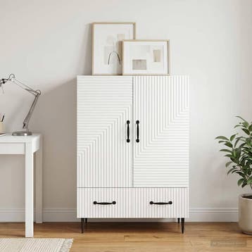 vidaXL Dressoir met lade Hoogglans Wit 66 x 34,5 x 95 cm, Verzenden, Nieuw, Overige houtsoorten, Minder dan 50 cm