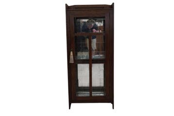 Antieke eiken vitrinekast – smalle boekenkast met glas-in-lo, Huis en Inrichting, Ophalen of Verzenden, Nieuw