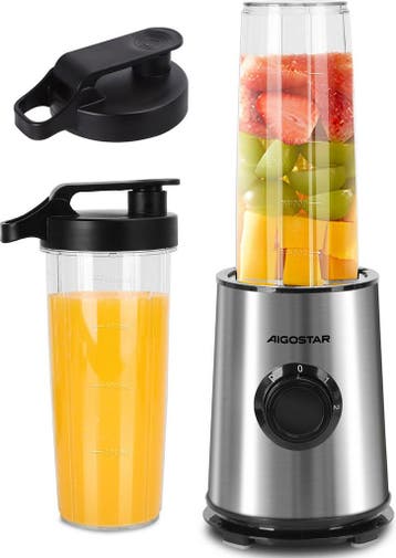 Blender - Smoothie Maker - 2 Drinkbekers - 800ml - Aigostar, Witgoed en Apparatuur, Blenders, Verzenden, Zo goed als nieuw