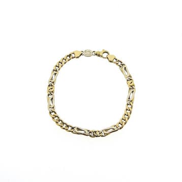 Bicolor gouden schakelarmband; Manchini, Ophalen of Verzenden, Gebruikt, Goud, Goud