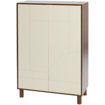 Wandkast met abstract design - beige/bruin - 75 x 35 x 115, Verzenden, Nieuw, 150 tot 200 cm