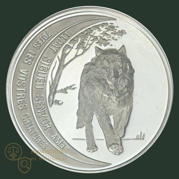 Andorra. 10 Dinar 1995 Wildlife Wolf (Zonder minimumprijs)
