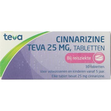 Cinnarizine 25 mg - 30 tabletten, Verzenden, Nieuw