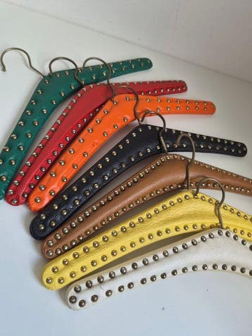 Kapstok (7) - Hout, Metaal, Synthetisch leder - 7 vintage