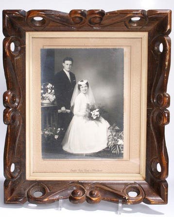 Fotolijst- Unieke vroeg-20e-eeuwse eikenhouten lijst met