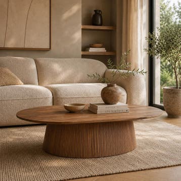 DS4U Silvie ovale salontafel - 120 cm - hout - naturel, Huis en Inrichting, Stoelen, Ophalen of Verzenden, Nieuw