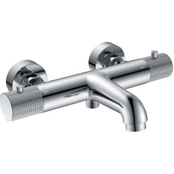 Wiesbaden Ribbd Thermostatische Badmengkraan - 15cm - Chroom, Doe-het-zelf en Verbouw, Sanitair, Ophalen of Verzenden, Nieuw