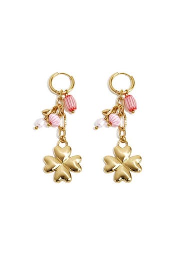 Goudlief Oorringetjes met hangende klaver, kralen en blaa..., Sieraden, Tassen en Uiterlijk, Verzenden, Nieuw, Zilver, Overige materialen