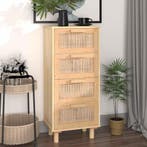 vidaXL Dressoir 40x30x90 cm massief grenenhout en rattan, Minder dan 50 cm, Verzenden, Nieuw, Grenenhout