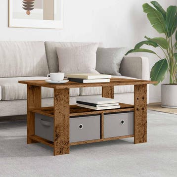 vidaXL Salontafel met lade Oudhout 77 x 55 x 42 cm Bewerkt, Huis en Inrichting, Tafels | Salontafels, Verzenden, Nieuw, Overige houtsoorten